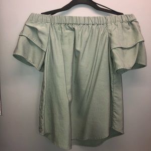 H&M green off the shoulder top